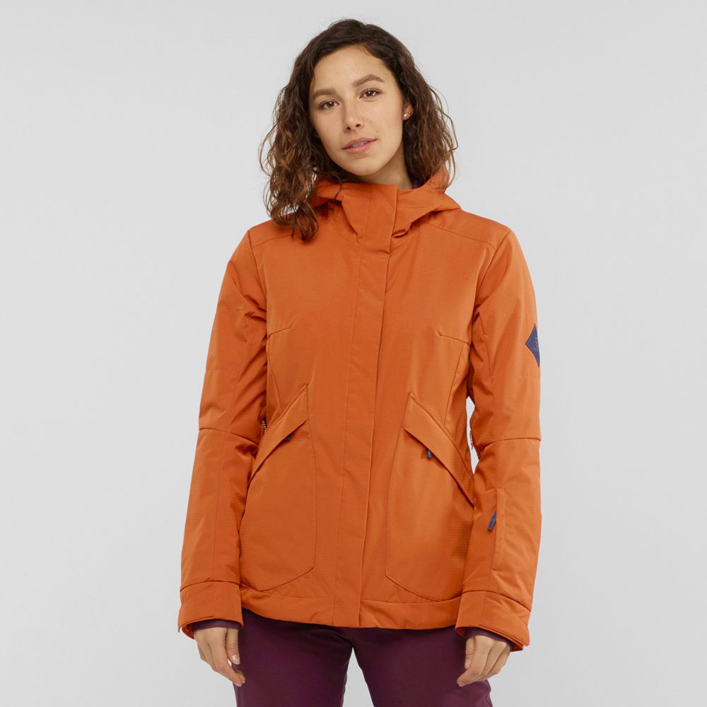 Salomon Israel SNOW REBEL - Womens Ski Jackets - Orange (AZRS-48397)